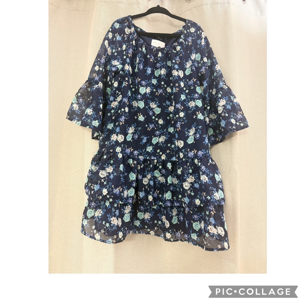 The Children's Place Navy Floral Tiered Ruffle Dress